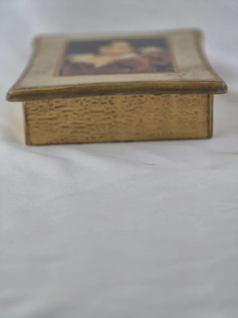 Vintage Mele Florentine Style Wooden Jewelry Box Portrait of 